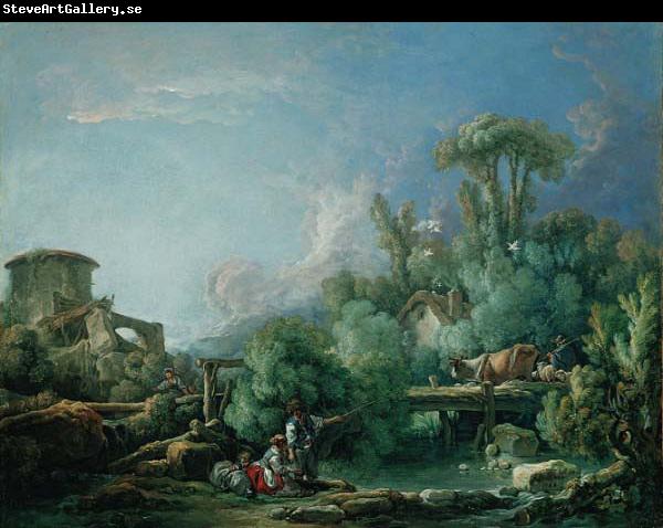 Francois Boucher The Gallant Fisherman, known as Landscape with a Young Fisherman